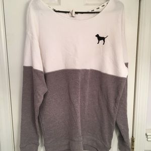 VS PINK off the shoulder white sweatshirt